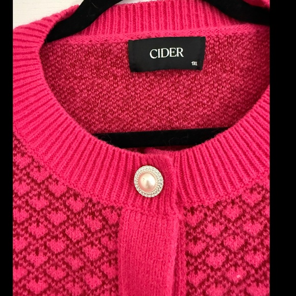 Cider Pink Heart Patterned Cardigan - Picture 2 of 5